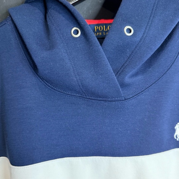 POLO RALPH LAUREN Multicolor Colorblock Spellout Pullover Hoodie Women's M - Picture 3 of 11